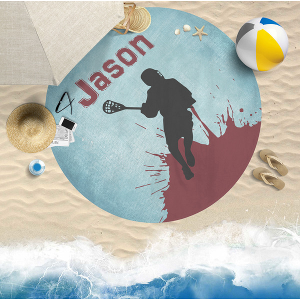 Lacrosse Round Beach Towel Lifestyle