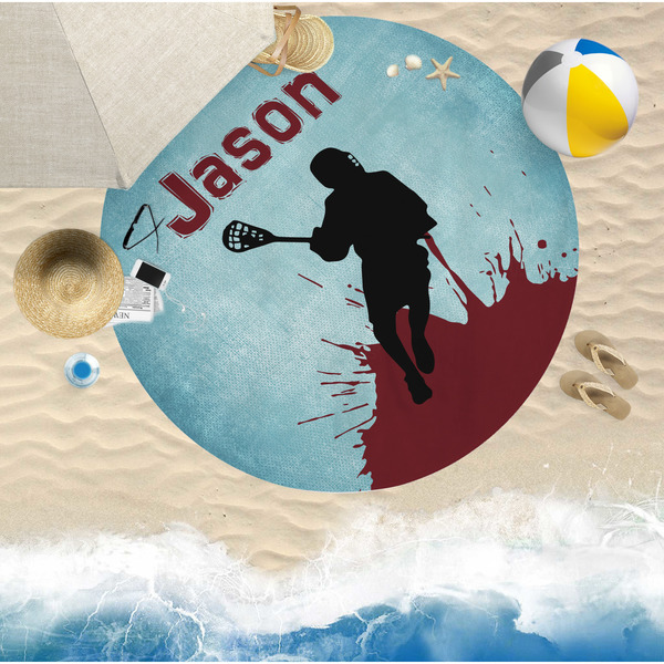 Lacrosse Round Beach Towel Lifestyle
