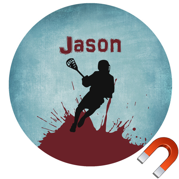 Custom Lacrosse Round Car Magnet - 6" (Personalized)
