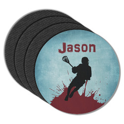 Lacrosse Round Rubber Backed Coasters - Set of 4 (Personalized)