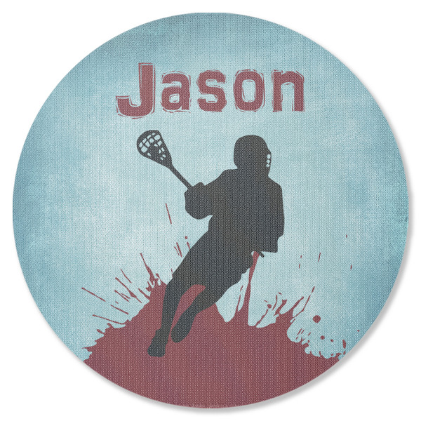 Custom Lacrosse Round Rubber Backed Coaster (Personalized)