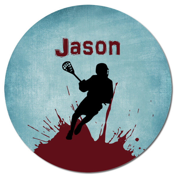 Lacrosse Round Fridge Magnet - FRONT
