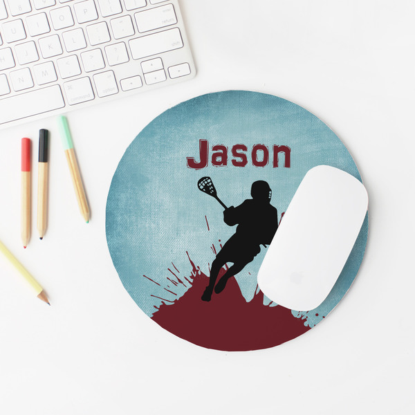 Lacrosse Round Mousepad - LIFESTYLE 2