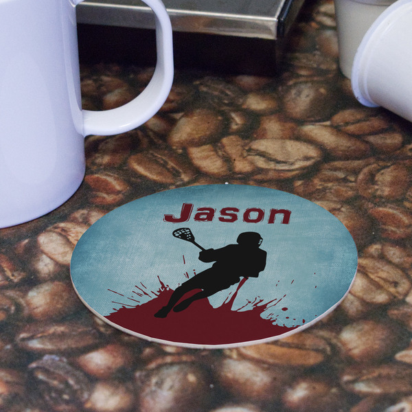Lacrosse Round Paper Coaster - Front