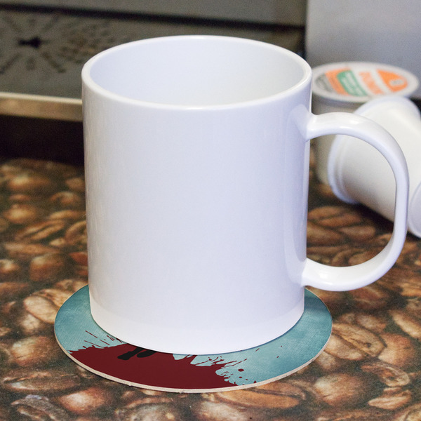 Lacrosse Round Paper Coaster - With Mug