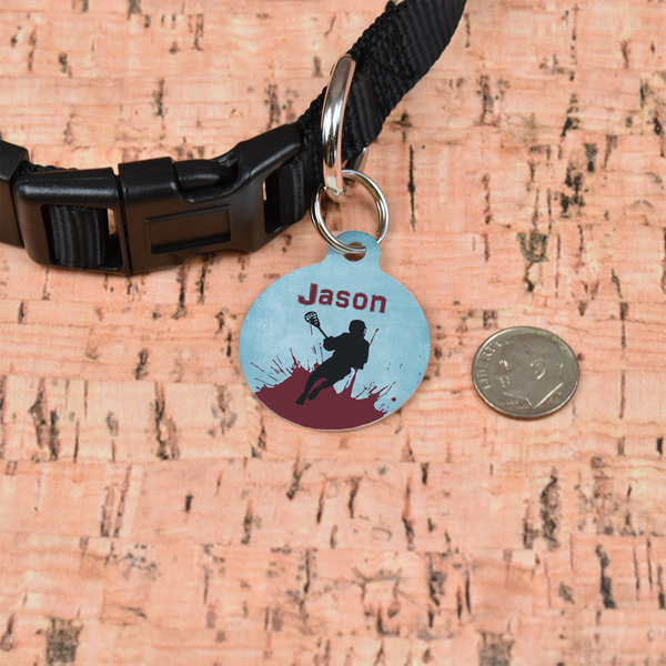 Lacrosse Round Pet ID Tag - Small - In Context