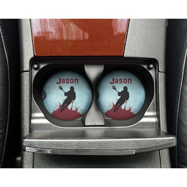 Lacrosse Sandstone Car Coaster - In Cup Holder