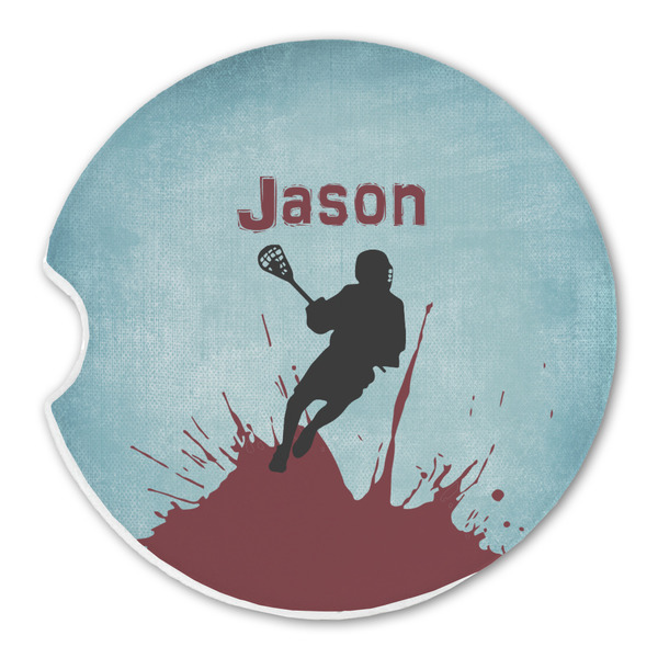 Custom Lacrosse Sandstone Car Coaster - Single (Personalized)