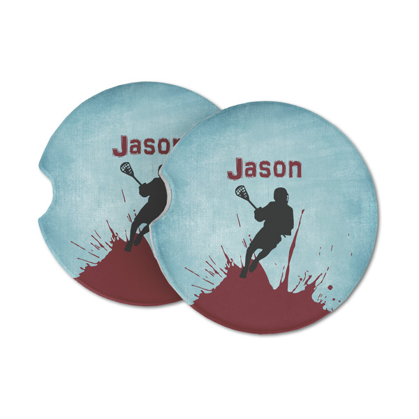 Custom Lacrosse Sandstone Car Coasters - Set of 2 (Personalized)