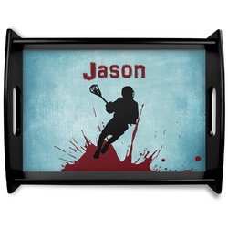 Lacrosse Black Wooden Tray - Large (Personalized)