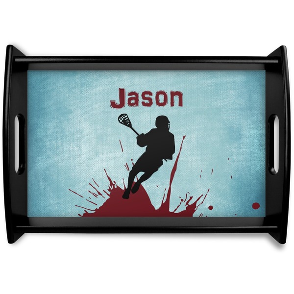 Custom Lacrosse Black Wooden Tray - Small (Personalized)