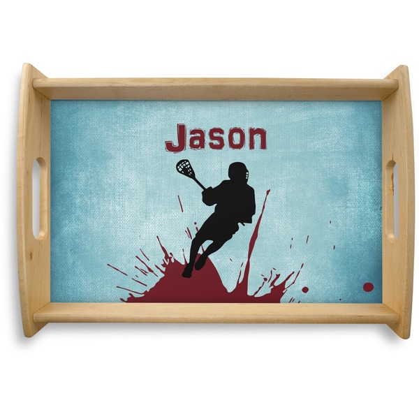 Custom Lacrosse Natural Wooden Tray - Small (Personalized)