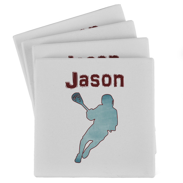 Custom Lacrosse Absorbent Stone Coasters - Set of 4 (Personalized)