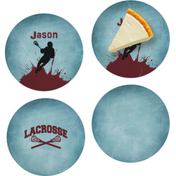 Lacrosse Set of 4 Glass Appetizer / Dessert Plate 8" (Personalized)