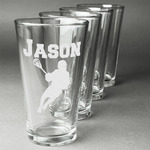 Lacrosse Pint Glasses - Engraved (Set of 4) (Personalized)