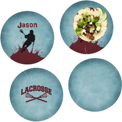 Lacrosse Set of 4 Glass Lunch / Dinner Plate 10" (Personalized)
