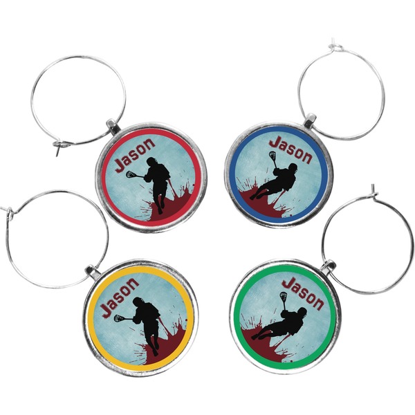 Custom Lacrosse Wine Charms (Set of 4) (Personalized)