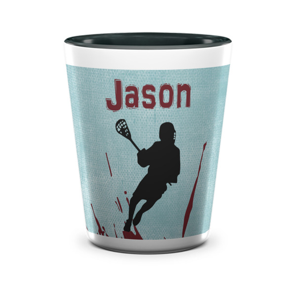 Custom Lacrosse Ceramic Shot Glass - 1.5 oz - Two Tone - Set of 4 (Personalized)