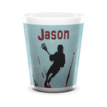 Lacrosse Ceramic Shot Glass - 1.5 oz - White - Set of 4 (Personalized)