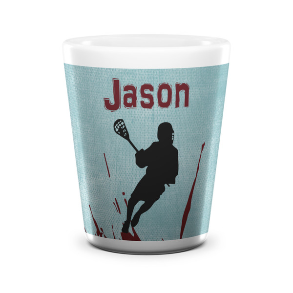Custom Lacrosse Ceramic Shot Glass - 1.5 oz - White - Set of 4 (Personalized)