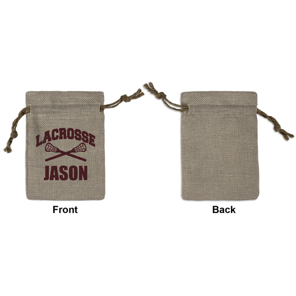 Lacrosse Small Burlap Gift Bag - Front Approval