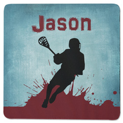 Lacrosse Square Rubber Backed Coaster (Personalized)