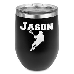 Lacrosse Stemless Stainless Steel Wine Tumbler - Black - Double Sided (Personalized)