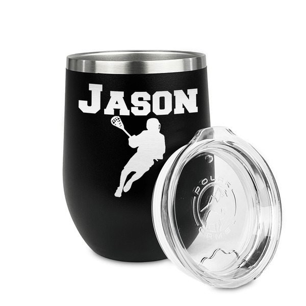 Lacrosse Stainless Wine Tumblers - Black - Single Sided - Alt View