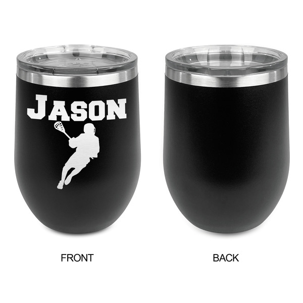 Lacrosse Stainless Wine Tumblers - Black - Single Sided - Approval