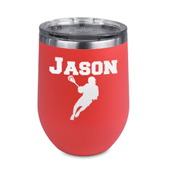 Lacrosse Stemless Stainless Steel Wine Tumbler - Coral - Double Sided (Personalized)