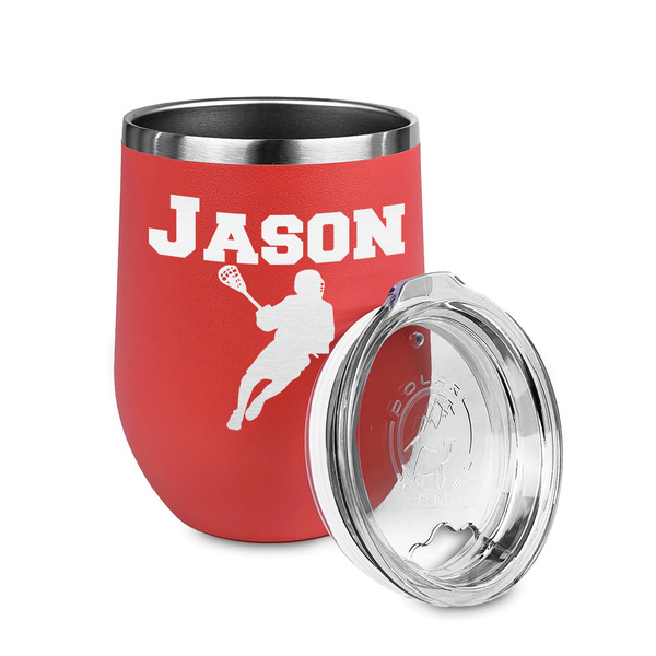 Lacrosse Stainless Wine Tumblers - Coral - Single Sided - Alt View