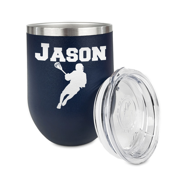 Lacrosse Stainless Wine Tumblers - Navy - Double Sided - Alt View