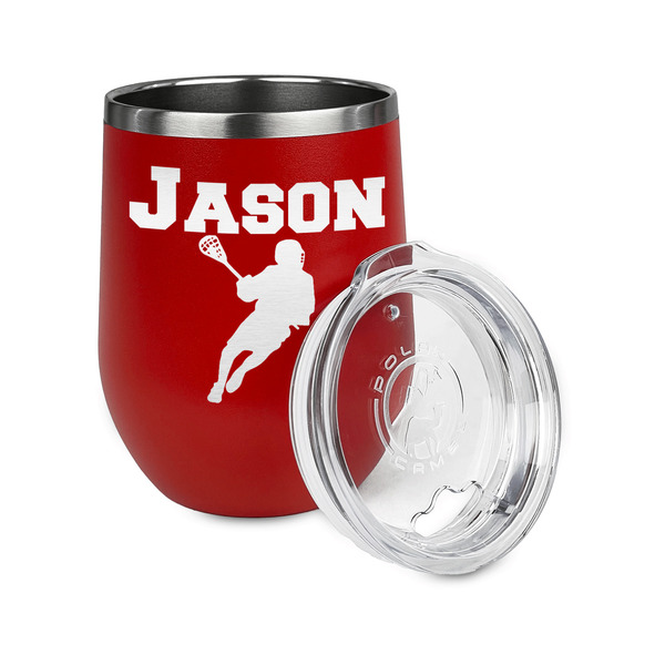 Lacrosse Stainless Wine Tumblers - Red - Double Sided - Alt View