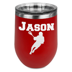 Lacrosse Stemless Stainless Steel Wine Tumbler - Red - Single Sided (Personalized)