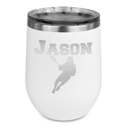 Lacrosse Stemless Stainless Steel Wine Tumbler - White - Double Sided (Personalized)