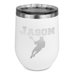 Lacrosse Stemless Stainless Steel Wine Tumbler - White - Single Sided (Personalized)