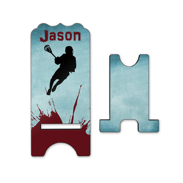 Lacrosse Stylized Phone Stand - Front & Back - Small