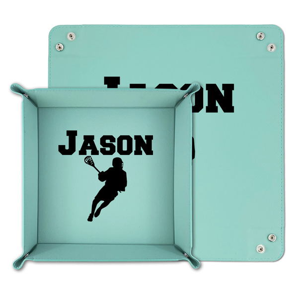 Lacrosse Teal Faux Leather Valet Trays - PARENT MAIN