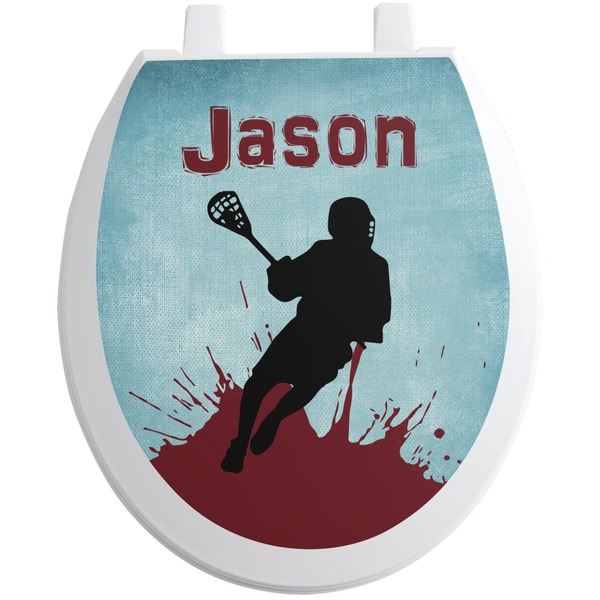 Custom Lacrosse Toilet Seat Decal - Round (Personalized)