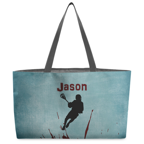 Custom Lacrosse Beach Totes Bag - w/ Black Handles (Personalized)