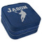 Lacrosse Travel Jewelry Boxes - Leather - Navy Blue - Angled View