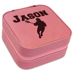 Lacrosse Travel Jewelry Boxes - Pink Leather (Personalized)