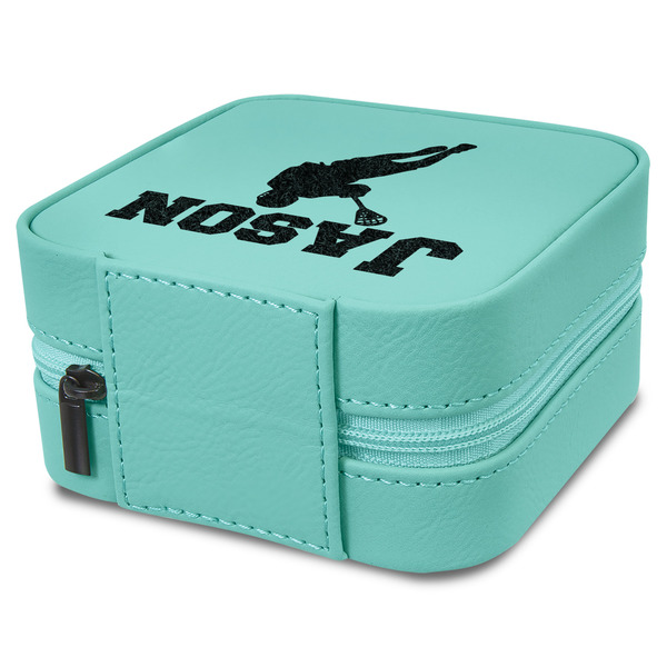 Lacrosse Travel Jewelry Boxes - Leather - Teal - View from Rear