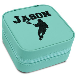 Lacrosse Travel Jewelry Box - Teal Leather (Personalized)