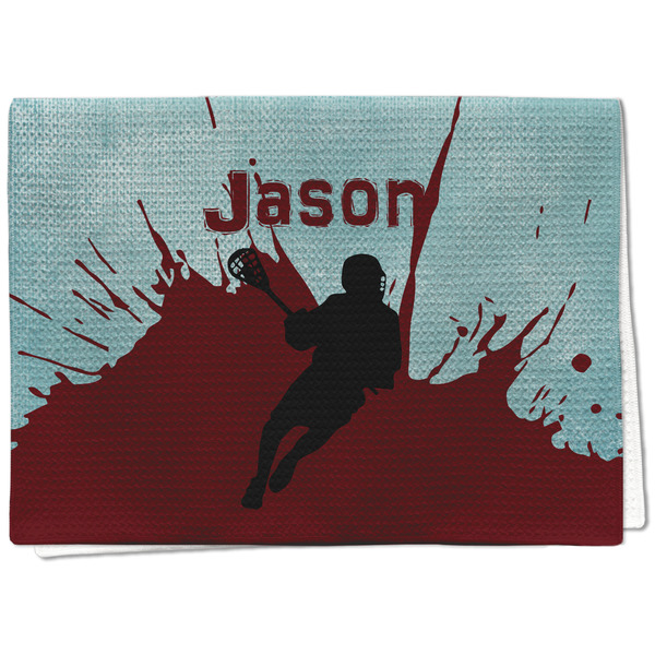 Custom Lacrosse Kitchen Towel - Waffle Weave - Full Color Print (Personalized)