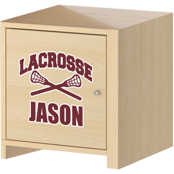Lacrosse Wall Graphic on Wooden Cabinet