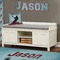 Lacrosse Wall Name Decal Above Storage bench