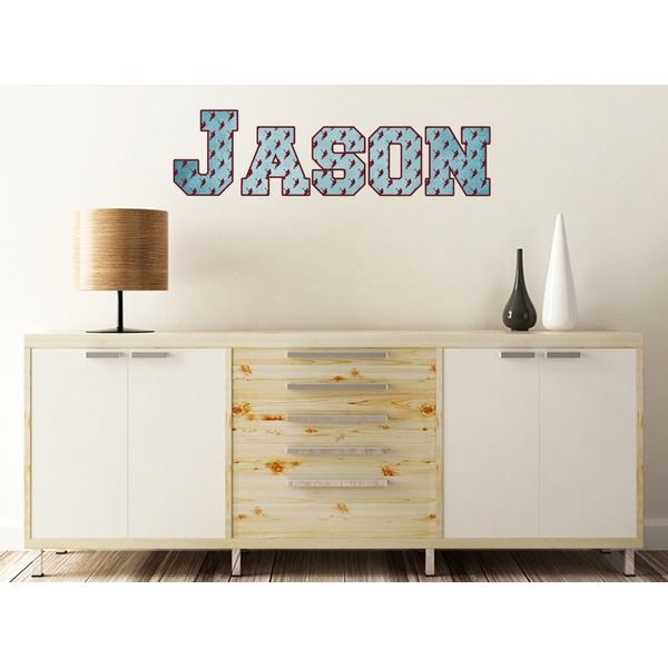 Lacrosse Wall Name Decal On Wooden Desk