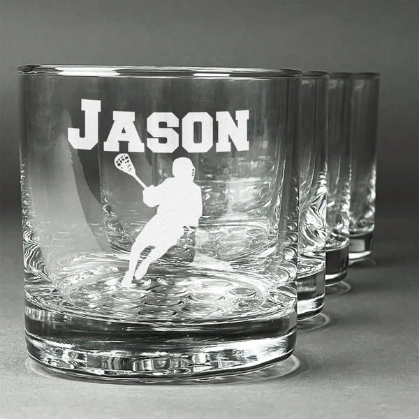 Custom Lacrosse Whiskey Glasses (Set of 4) (Personalized)
