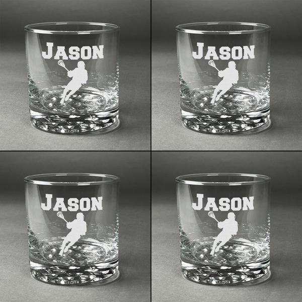 Lacrosse Whiskey Glasses - Set of 4 all Engraved